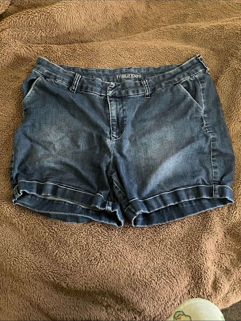 Maurices Dark Blue Rolled-Hem Denim Shorts